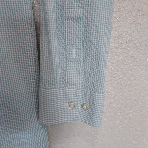 Banana Republic Mint Green Plaid Long Sleeve Button Up Size XL - Picture 5 of 10